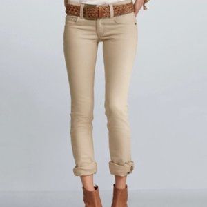 Cabi style # 406 tan straight jeans with stretch
